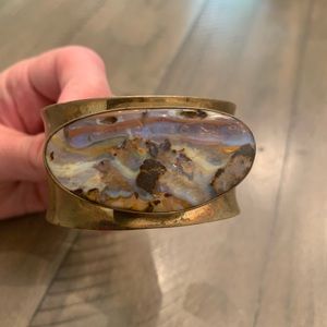 Jody Candrian brass cuff bracelet with real stone